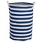 Creative Brands 20" Nautical Blue and White Striped Unique Round Tall Laundry Hamper